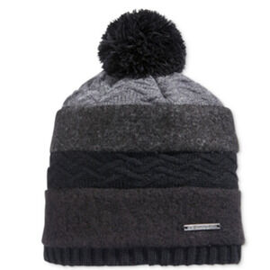 Sean John Mixed Media Wool Pom Stripe Beanie Macy's Exclusive Hat - Black - $32